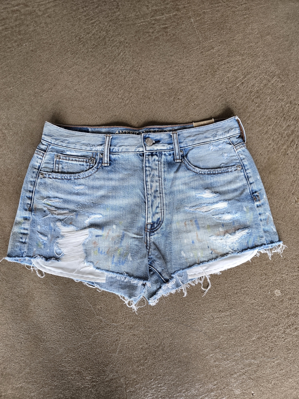 American Eagle Outfitters Light Blue Distressed Denim Cutoff Shorts